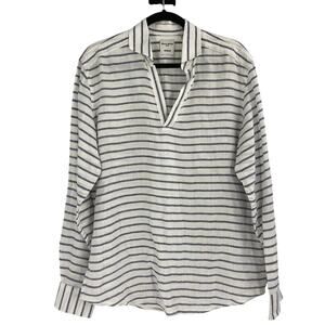 Baird Mcnutt Murano Linen V Beck Preppy Blue Stripe Popover Women’s Medium Beach